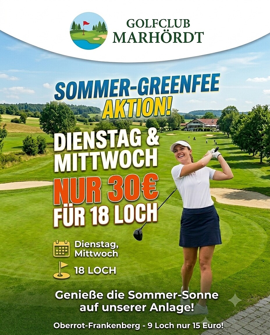 Greenfee Aktion Dienstag und Mittwoch 30 Euro